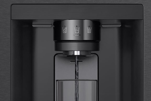 Water being dispensed as image on the left